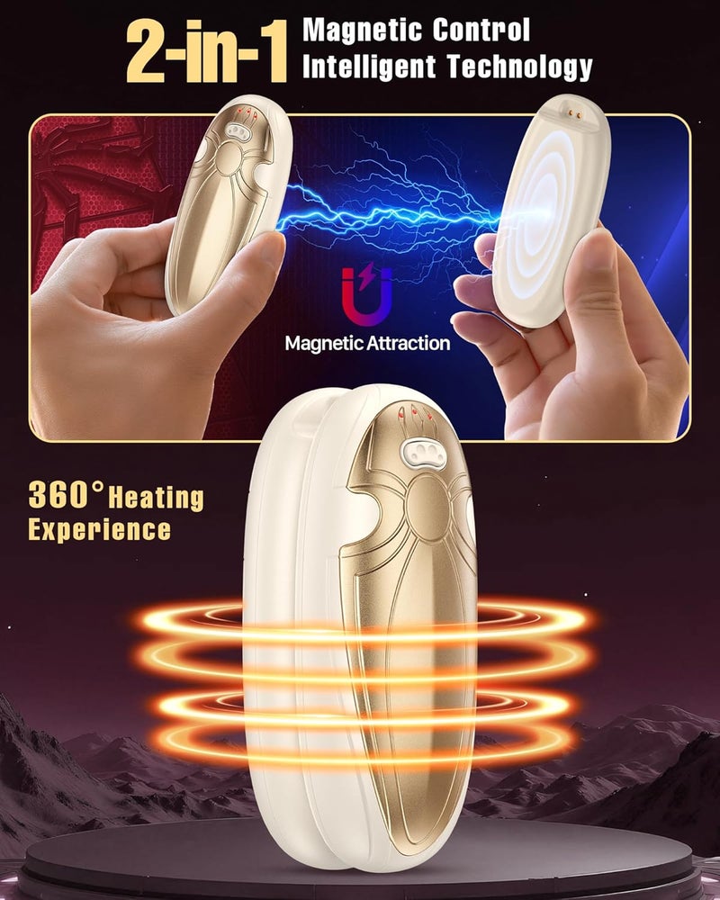 Tenvolti Hand Warmers Rechargerable 2 Pack - 14000mAh Electric AI Handwarmers with Charging Case, Magnetic 2 in 1 Pocket Heater, Gifts for Women/Men/Golf/Hunting/Travel/Camping Accessories - Image 4